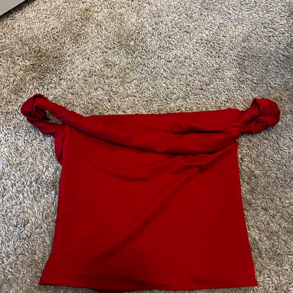 Red Twist Off-Shoulder Top